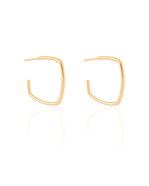 Brinco Argola Quadrada Fio 2.4 cm Banho Dourado