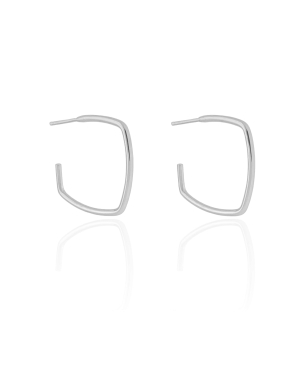 Brinco Argola Quadrada Fio 2.4 cm Banho Branco