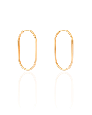 Brinco Argola Encaixe Oval 3.1 cm Banho Dourado