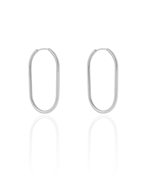 Brinco Argola Encaixe Oval 3.1 cm Banho Branco