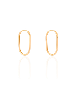 Brinco Argola Encaixe Oval 2.3 cm Banho Dourado