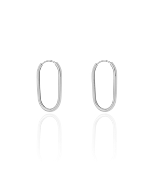 Brinco Argola Encaixe Oval 2.3 cm Banho Branco