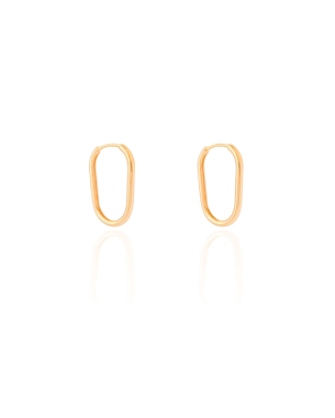 Brinco Argola Encaixe Oval 1.9 cm Banho Dourado