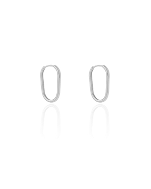 Brinco Argola Encaixe Oval 1.9 cm Banho Branco