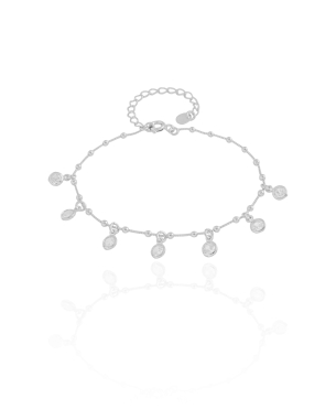 Pulseira Bolinhas Pontos de Luz Cristal Banho Branco