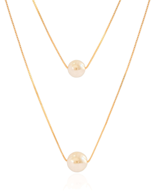 Gargantilha Dupla Veneziana Pérolas Banho Dourado