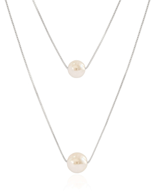 Gargantilha Dupla Veneziana Pérolas Banho Branco