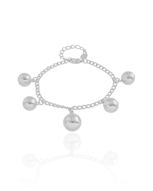 Pulseira Elos Bolas Lisas Banho Branco