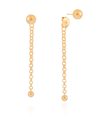 Ear Jacket Fio Elos Portugueses Bolas Lisas 7.3 cm Banho Dourado