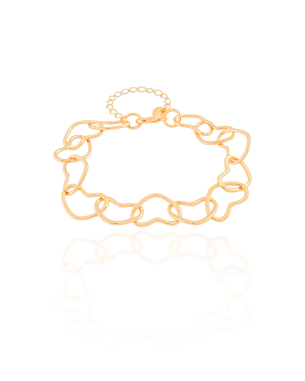 Pulseira Corações Vazados 1.1 cm Banho Dourado