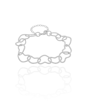 Pulseira Corações Vazados 1.1 cm Banho Branco