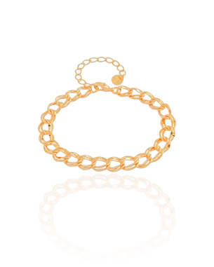 Pulseira Elos Duplos 7 mm Banho Dourado