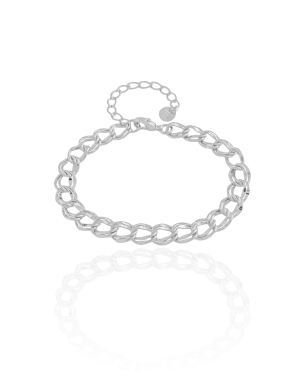 Pulseira Elos Duplos 7 mm Banho Branco