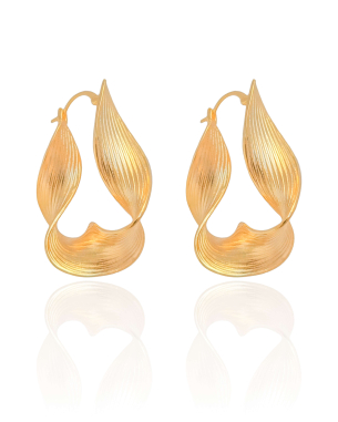 Brinco Argola Torcida Fecho Italiano 4.0 cm Banho Dourado