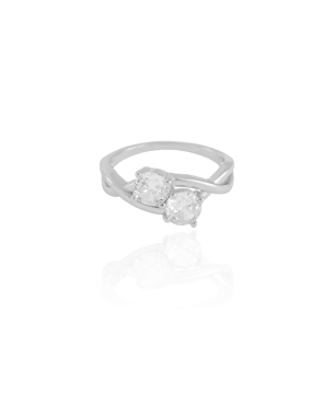 Anel Entrelaçado Pontos de Luz Tamanho 17 Banho Branco