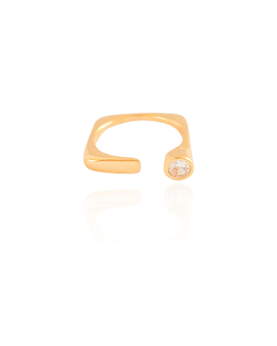 Anel Ajustável Quadrado Tamanho M Banho Dourado