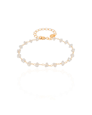 Pulseira Infantil Cristais 3 mm Banho Dourado