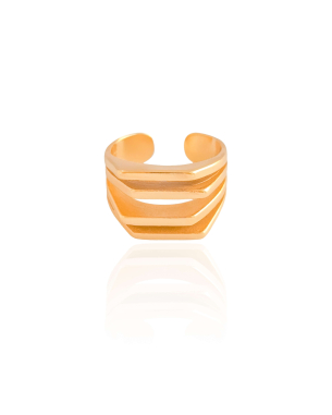 Anel Reto Filetes Tamanho 24 Banho Dourado