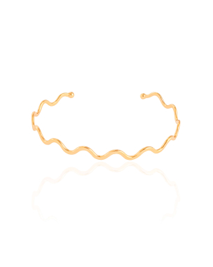 Bracelete Ondas Liso Banho Dourado