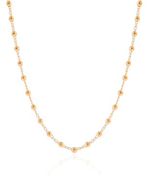 Choker Elos Bolinhas 3.5 mm Banho Dourado - 32 cm