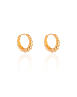 Brinco Argola Click Bolas Lisas 1.8 cm Banho Dourado