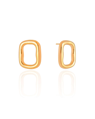 Brinco Retangular Liso 2.3 cm Banho Dourado