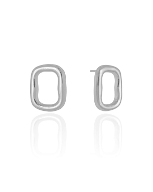 Brinco Retangular Liso 2.3 cm Banho Branco