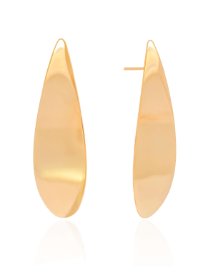 Brinco Folha Lisa 5.8 cm Banho Dourado