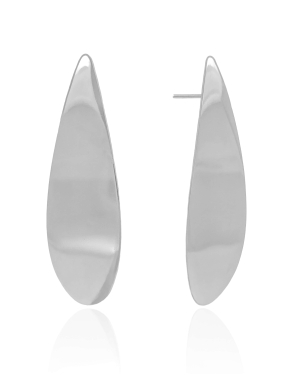 Brinco Folha Lisa 5.8 cm Banho Branco