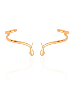 Ear Cuff Cobra Lisa Ponto de Luz Cristal 3.0 cm Banho Dourado