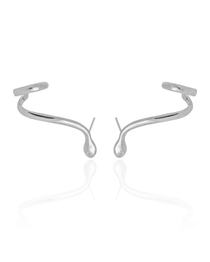 Ear Cuff Cobra Lisa Ponto de Luz Cristal 3.0 cm Banho Branco