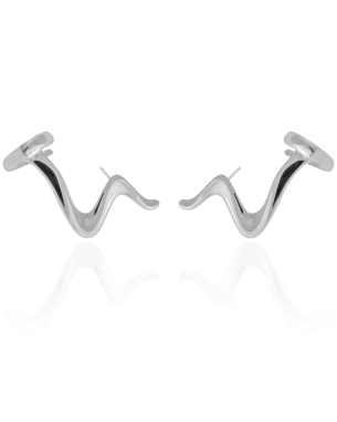 Ear Cuff Zig Zag Liso 3.2 cm Banho Branco