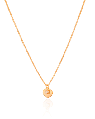 Gargantilha Infantil Veneziana Coração Ponto de Luz Cristal Banho Dourado